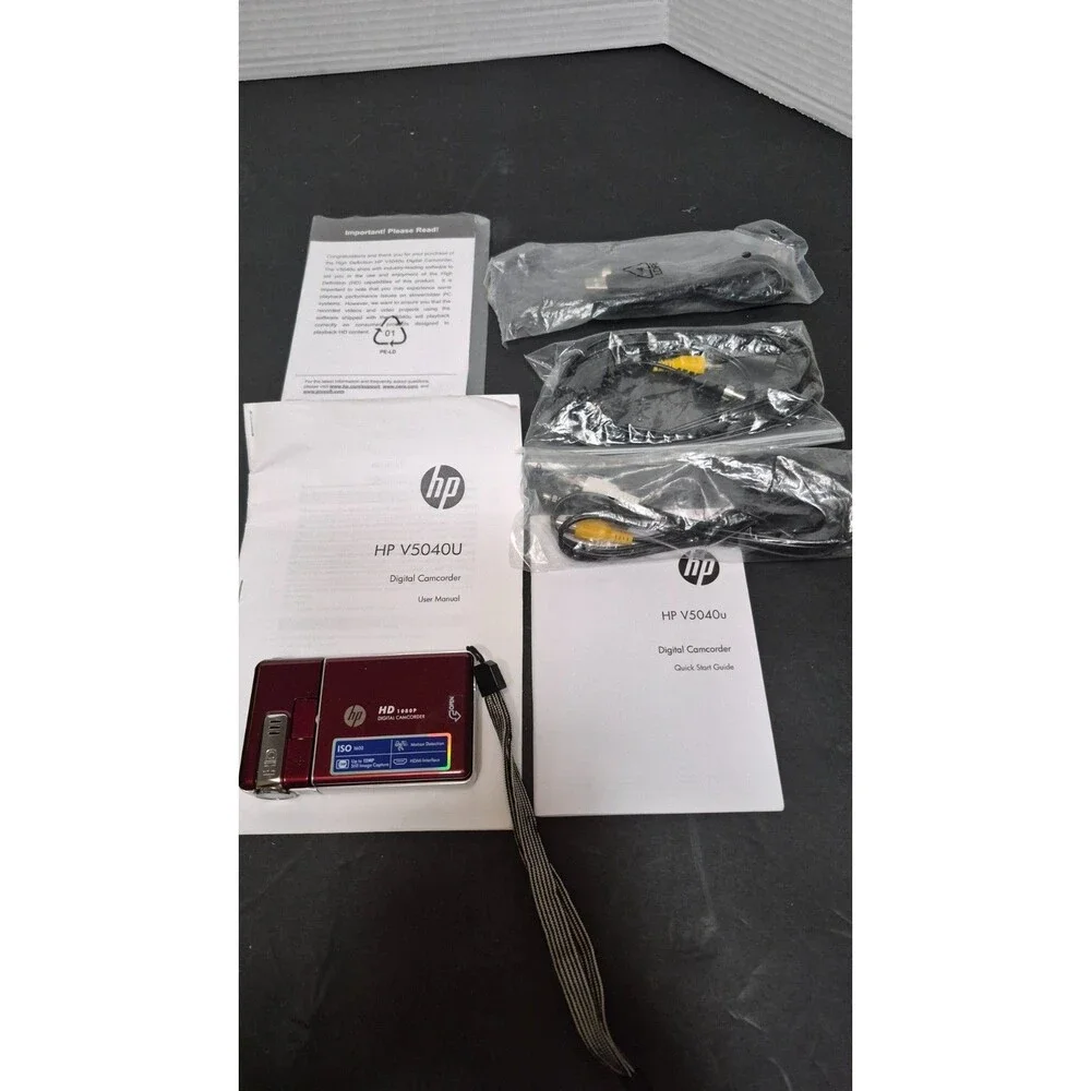 HP V5040u 1080p HD Digital Camcorder 5MP Burgundy – Gently Used Condition